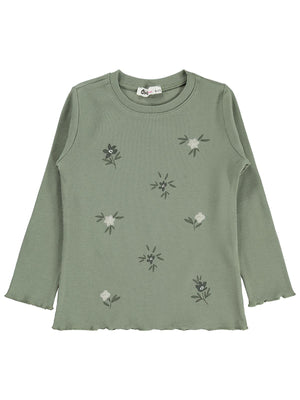 Civil Girls Çiçek Baskılı 6-9 Yaş Sweatshirt - Haki