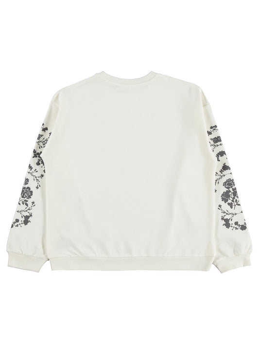 Civil Girls Çiçek Baskılı 10-13 Yaş Sweatshirt - Ekru