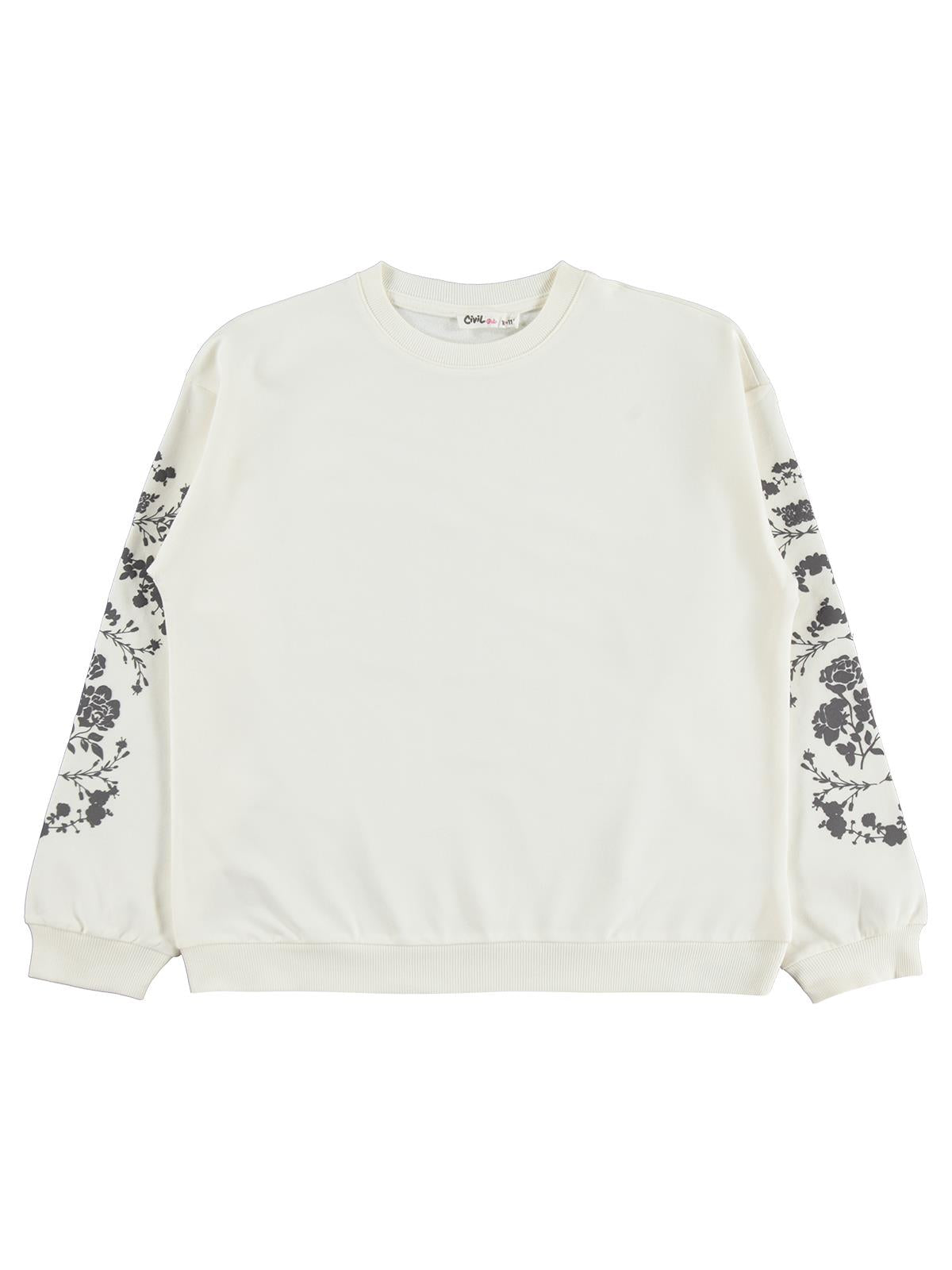 Civil Girls Çiçek Baskılı 10-13 Yaş Sweatshirt - Ekru