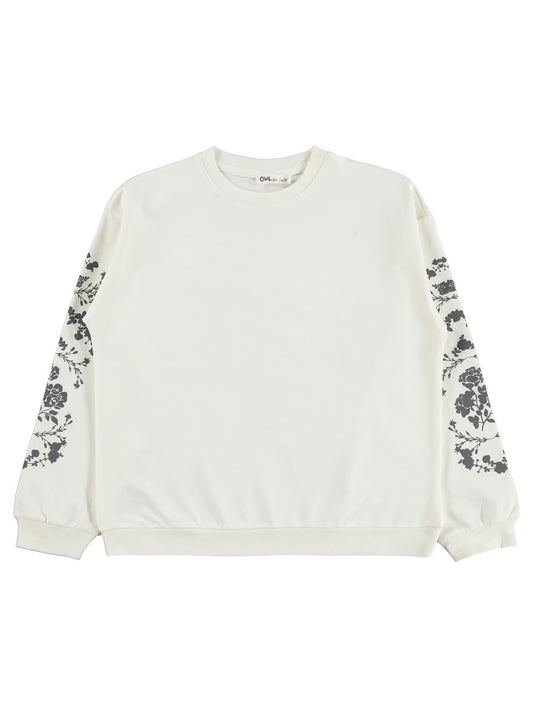 Civil Girls Çiçek Baskılı 10-13 Yaş Sweatshirt - Ekru