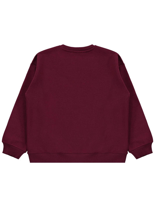 Civil Kız Çocuk Belleville Sweatshirt | 3 İp Uzun Kol Bisiklet Yaka | Okul Kreş ve Günlük Kullanım - Bordo