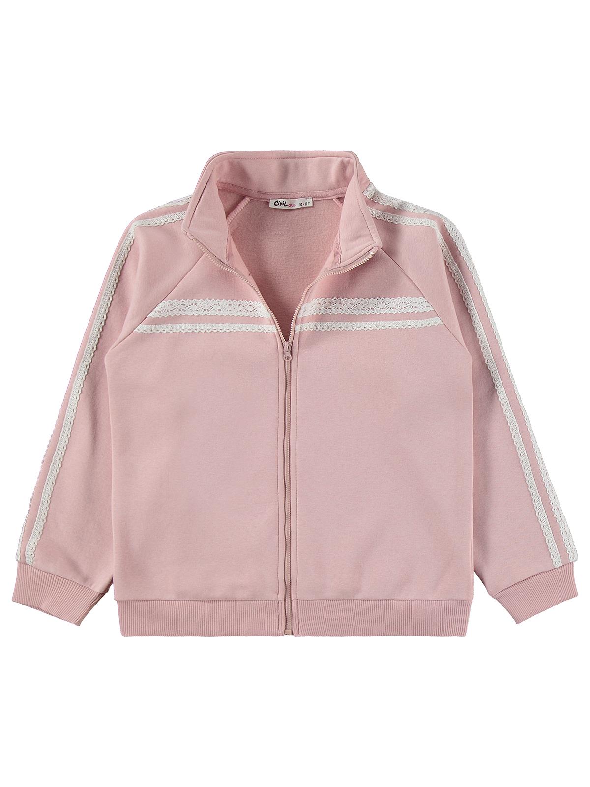 Civil Girls Dantel Şeritli 10-13 Yaş Eşofman Takımı - Pembe