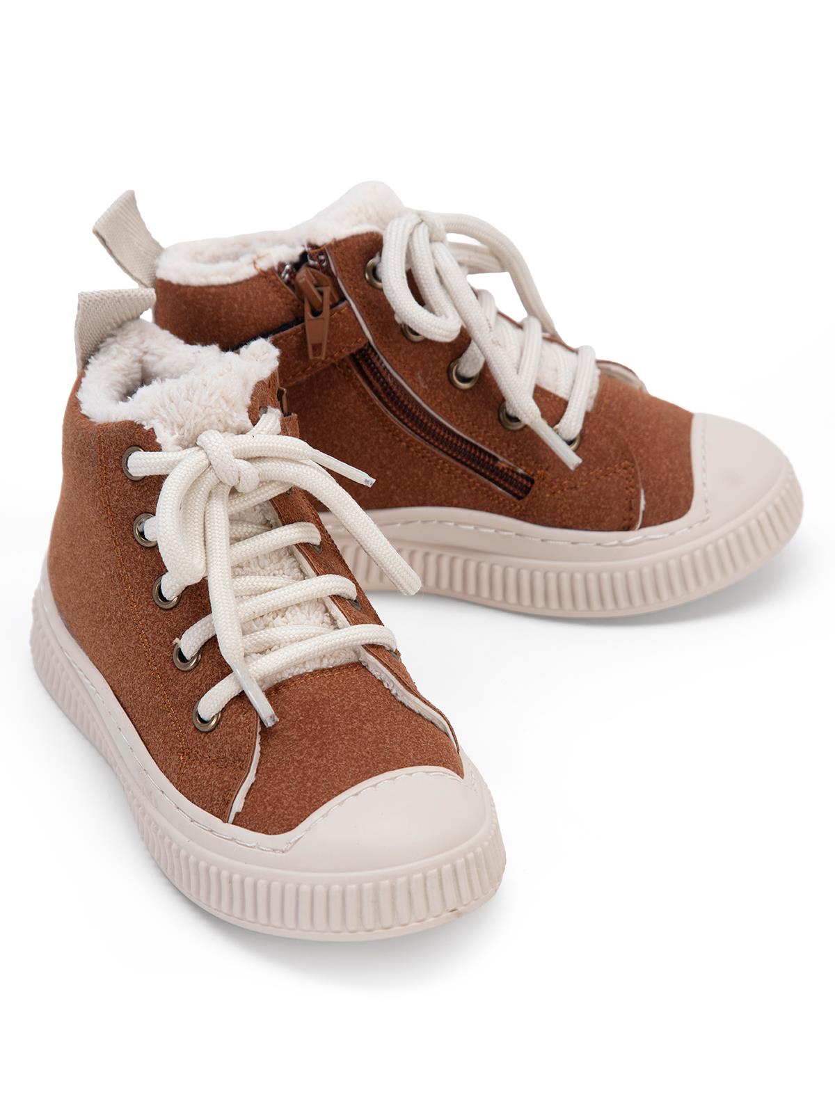 Civil Boots Kürklü Fermuarlı 32-36  Numara Bot ve Çizme - Kahverengi