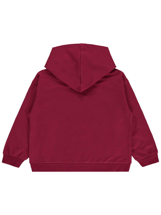Civil Girls Kalp Baskılı 6-9 Yaş Sweatshirt - Bordo
