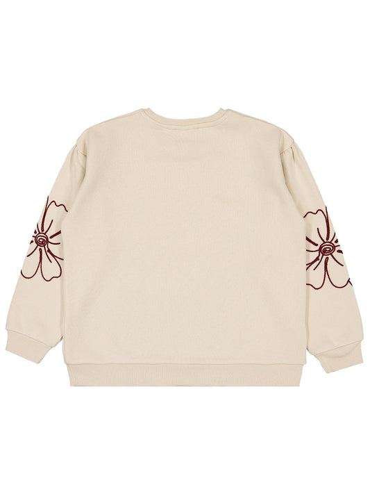 Civil Girls Çiçek Nakışlı 10-13 Yaş Sweatshirt - Ekru