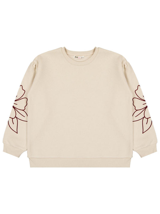 Civil Girls Çiçek Nakışlı 10-13 Yaş Sweatshirt - Ekru