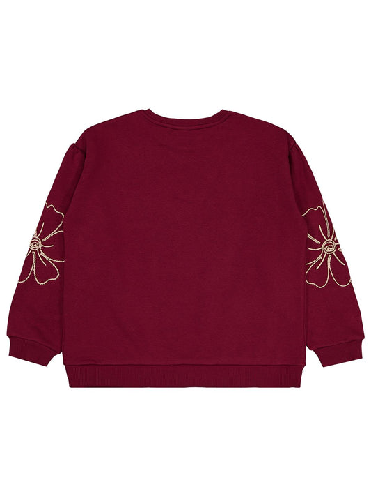 Civil Girls Çiçek Nakışlı 10-13 Yaş Sweatshirt - Bordo