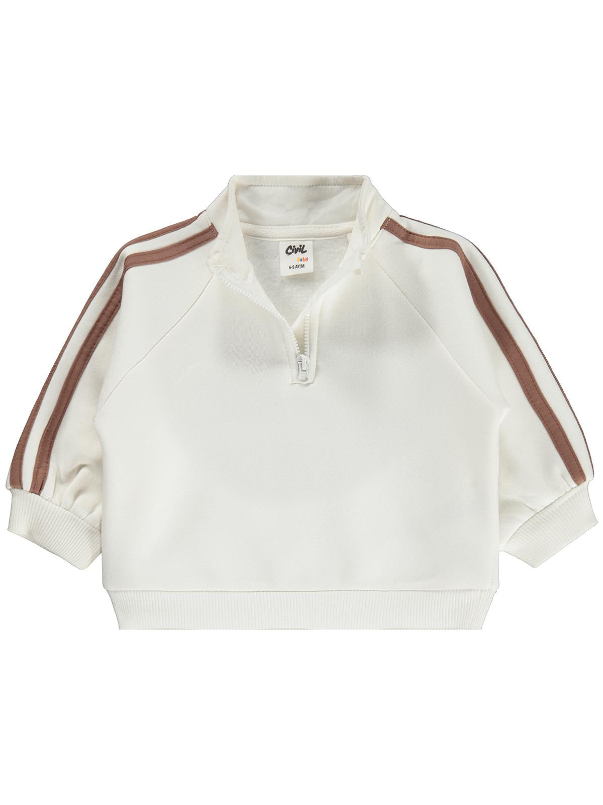 Civil Baby Yarım Fermuar 6-18 Ay Sweatshirt - Ekru