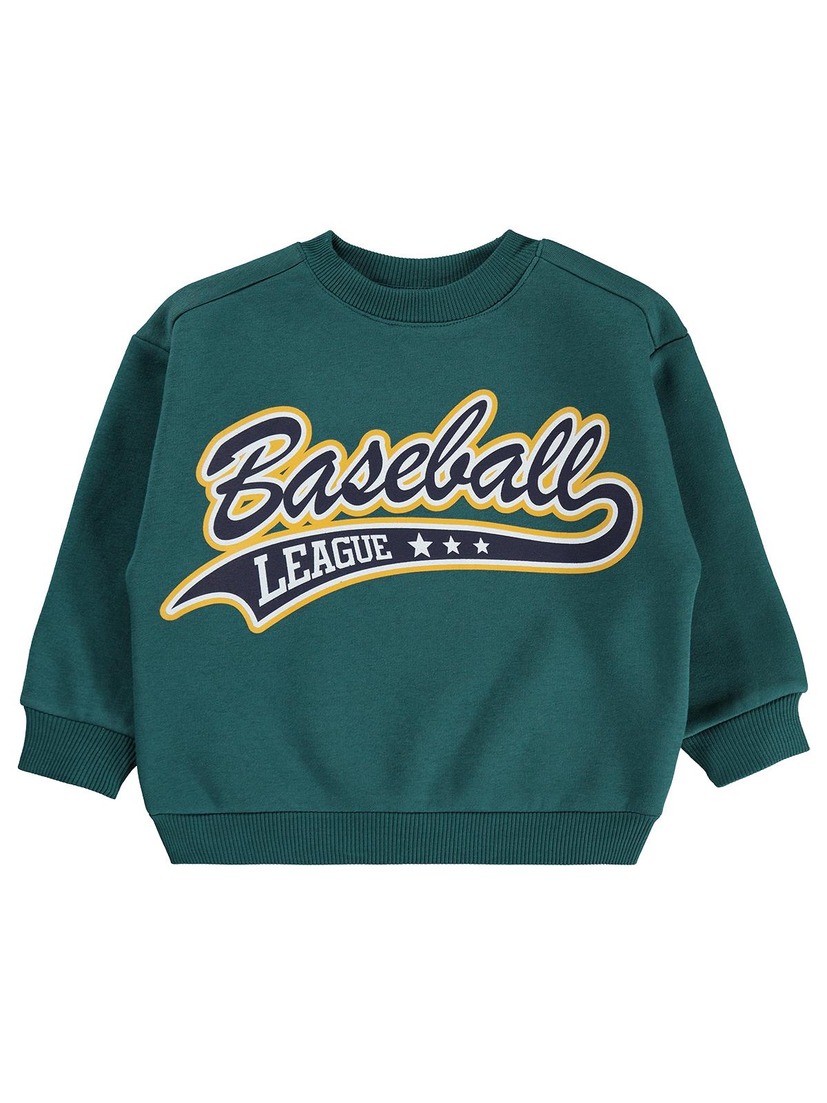 Civil Boys BASEBALL BASKILI 2-5 Yaş Sweatshirt - Yeşil