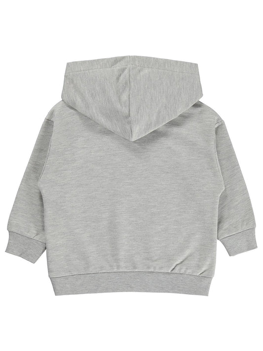 Civil Erkek Çocuk A Baskılı Sweatshirt | 2 İp Uzun Kol Kapşonlu | Okul Kreş ve Günlük Kullanım - Gri