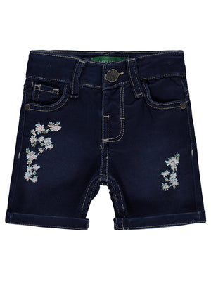 Tommiks Kids Çiçek Nakışlı 6-24 Ay Şort - Mavi