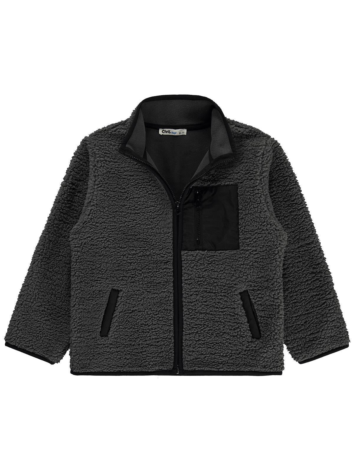 Civil Boys Mikro Cepli 6-9 Yaş Hırka - Gri