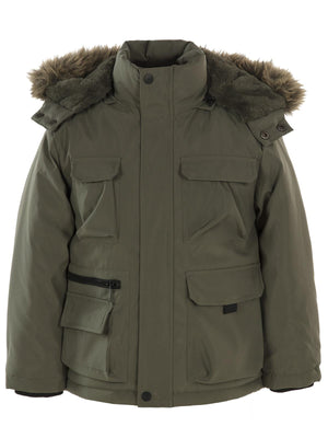 Civil Boys 4 Cepli Kürklü 10-13 Yaş Parka - Haki