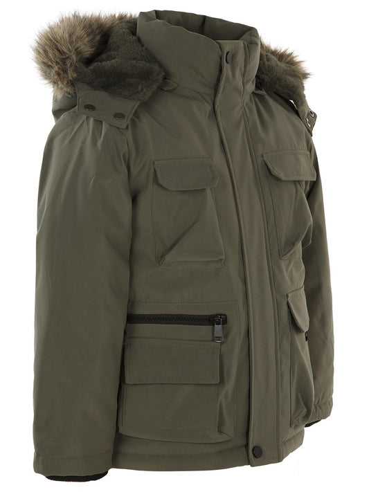 Civil Boys 4 Cepli Kürklü 10-13 Yaş Parka - Haki