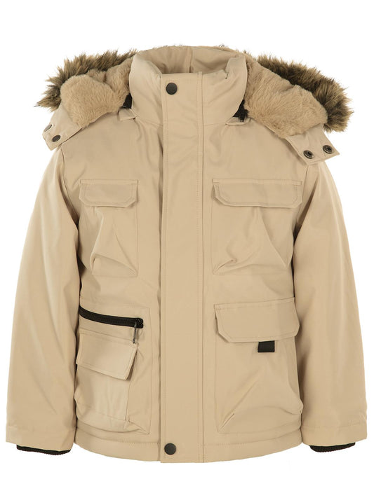 Civil Boys 4 Cepli Kürklü 10-13 Yaş Parka - Bej