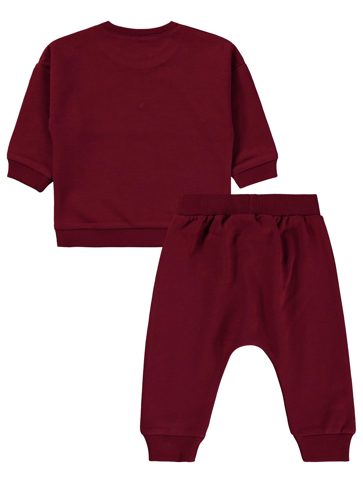 Civil Baby CVL Baskılı 6-18 Ay Takım - Bordo