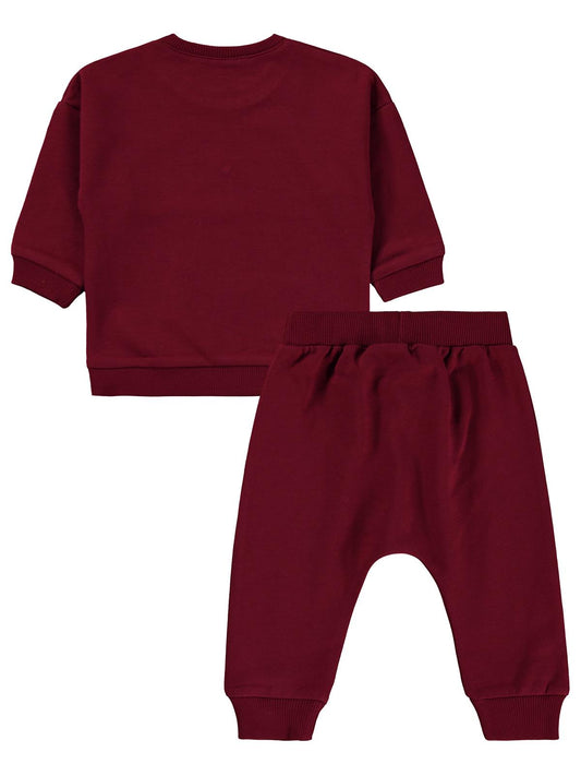 Civil Baby CVL Baskılı 6-18 Ay Takım - Bordo