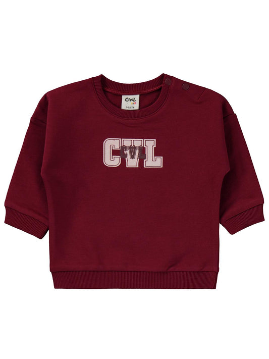 Civil Baby CVL Baskılı 6-18 Ay Takım - Bordo