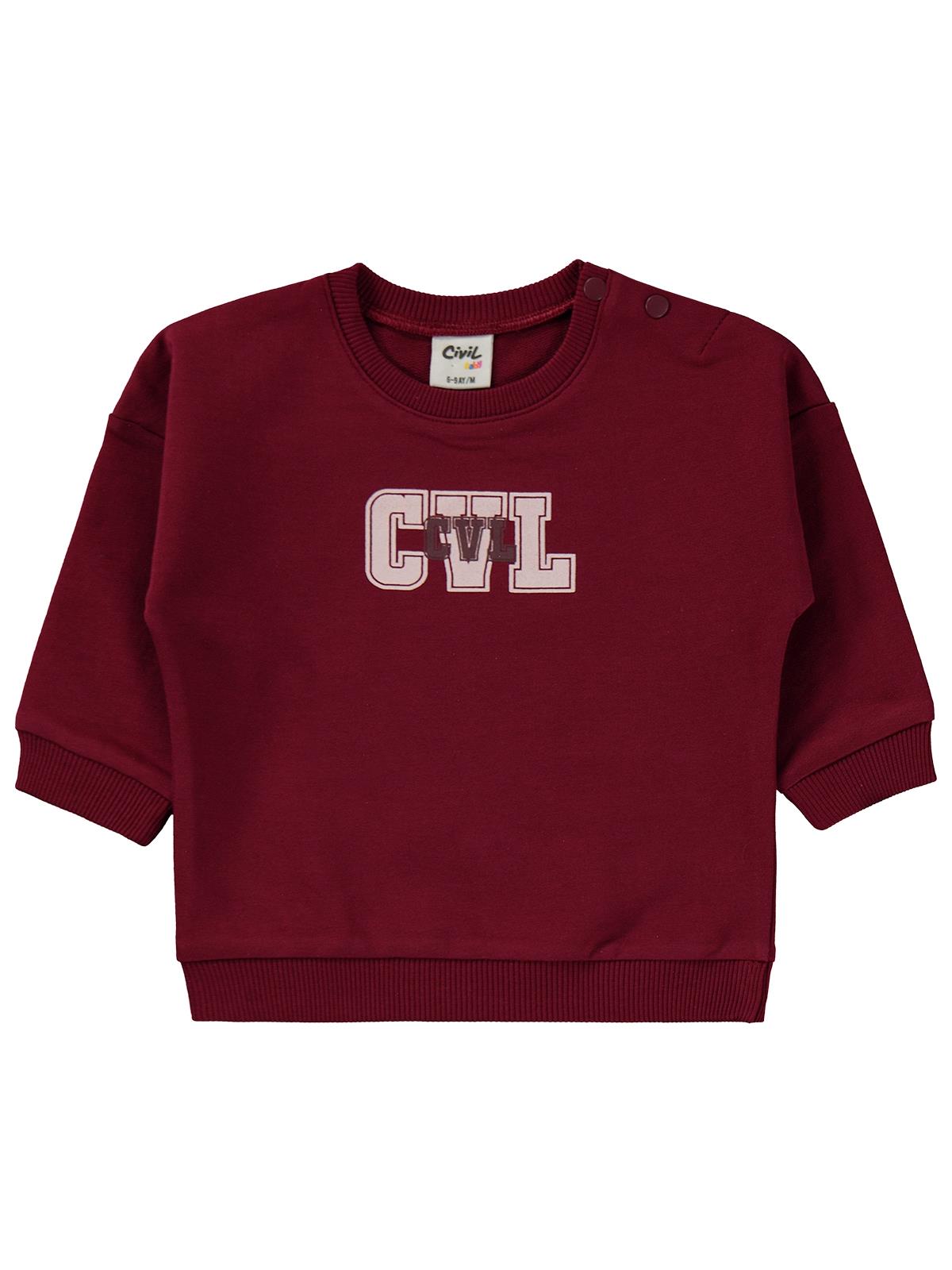 Civil Baby CVL Baskılı 6-18 Ay Takım - Bordo