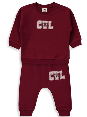 Civil Baby CVL Baskılı 6-18 Ay Takım - Bordo