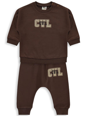Civil Baby CVL Baskılı 6-18 Ay Takım - Kahverengi