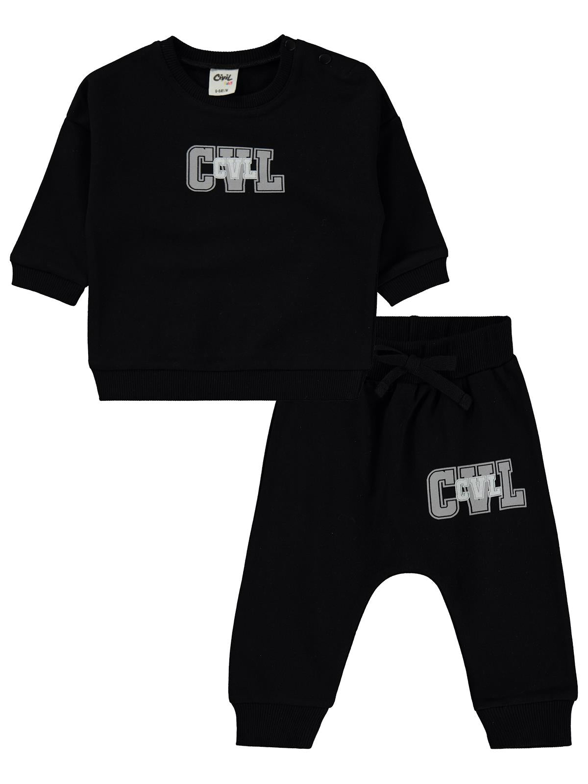 Civil Baby CVL Baskılı 6-18 Ay Takım - Siyah