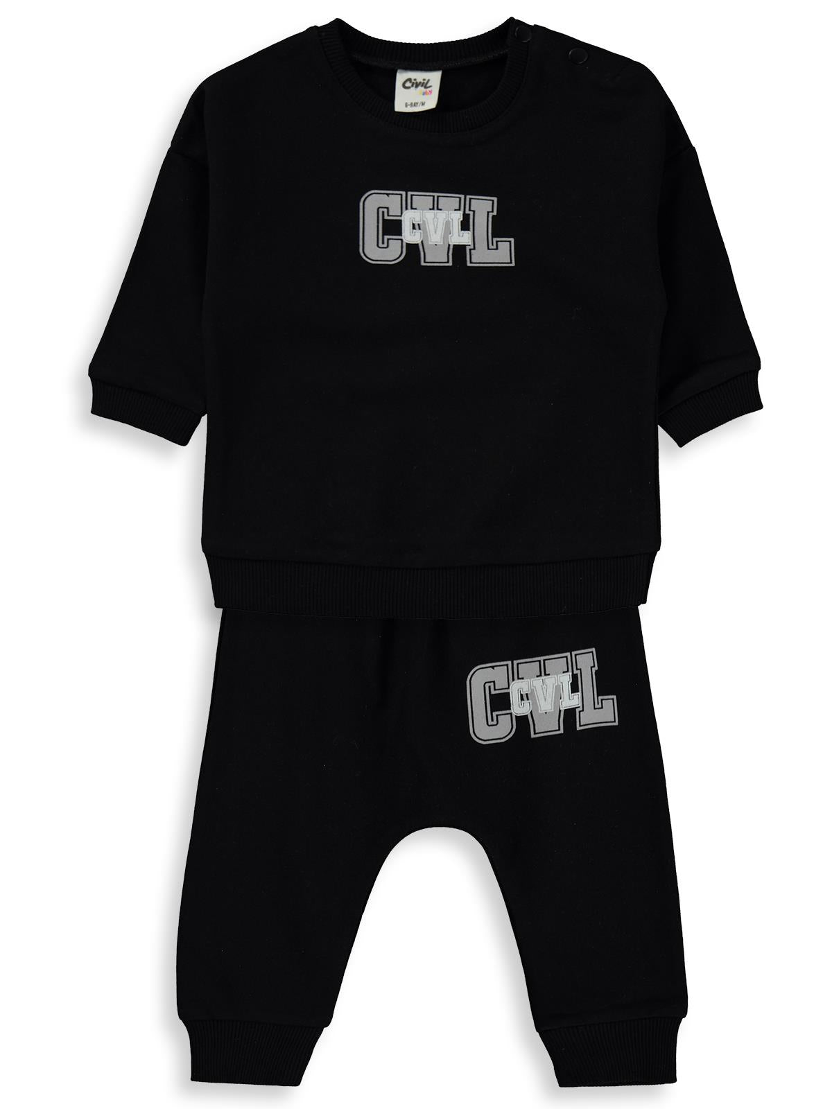 Civil Baby CVL Baskılı 6-18 Ay Takım - Siyah