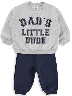 Civil Baby Dad's Little Dude  6-18 Ay Takım - Karmelanj-Koyu İndigo