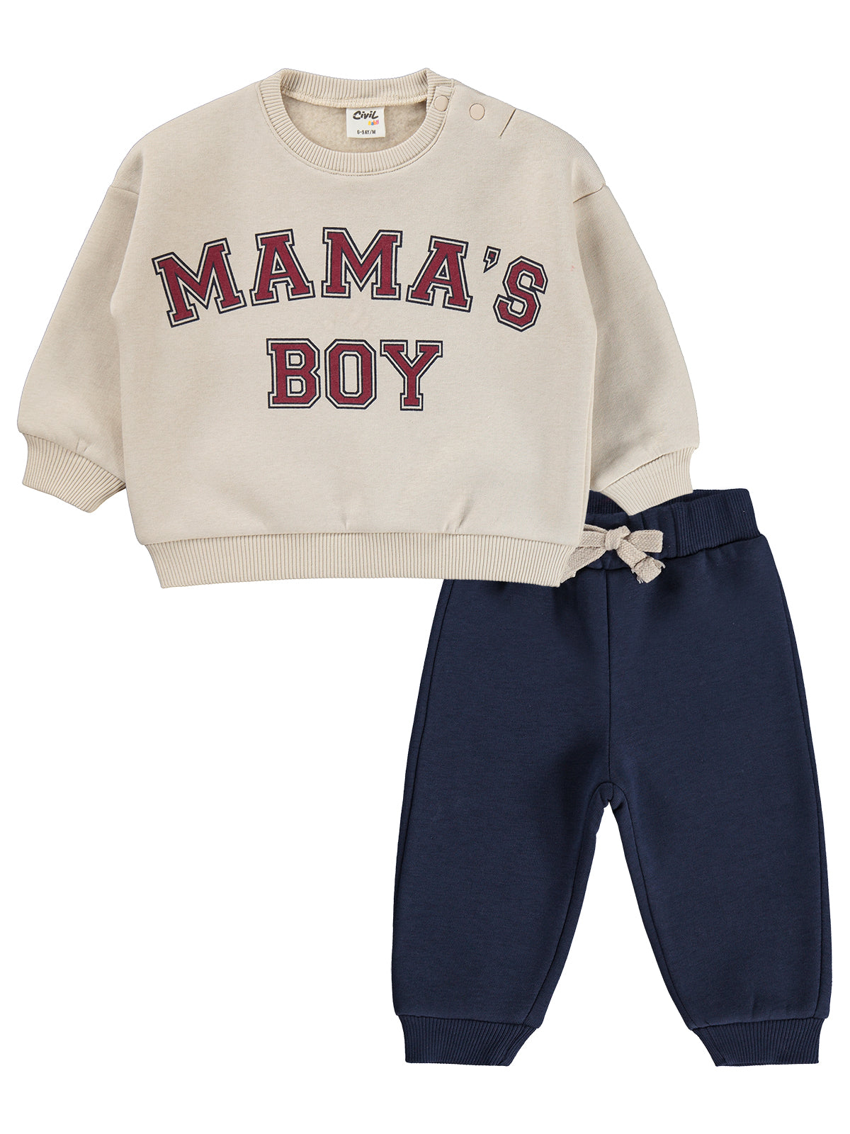 Civil Baby Mama's Boy Baskılı 6-18 Ay Takım - Ekru