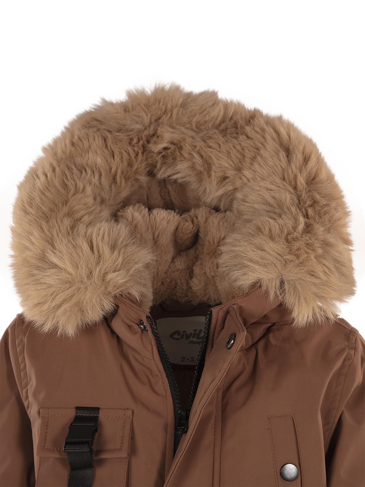 Civil Boys Kapüşonu Kürklü 2-5 Yaş Parka - Kahve