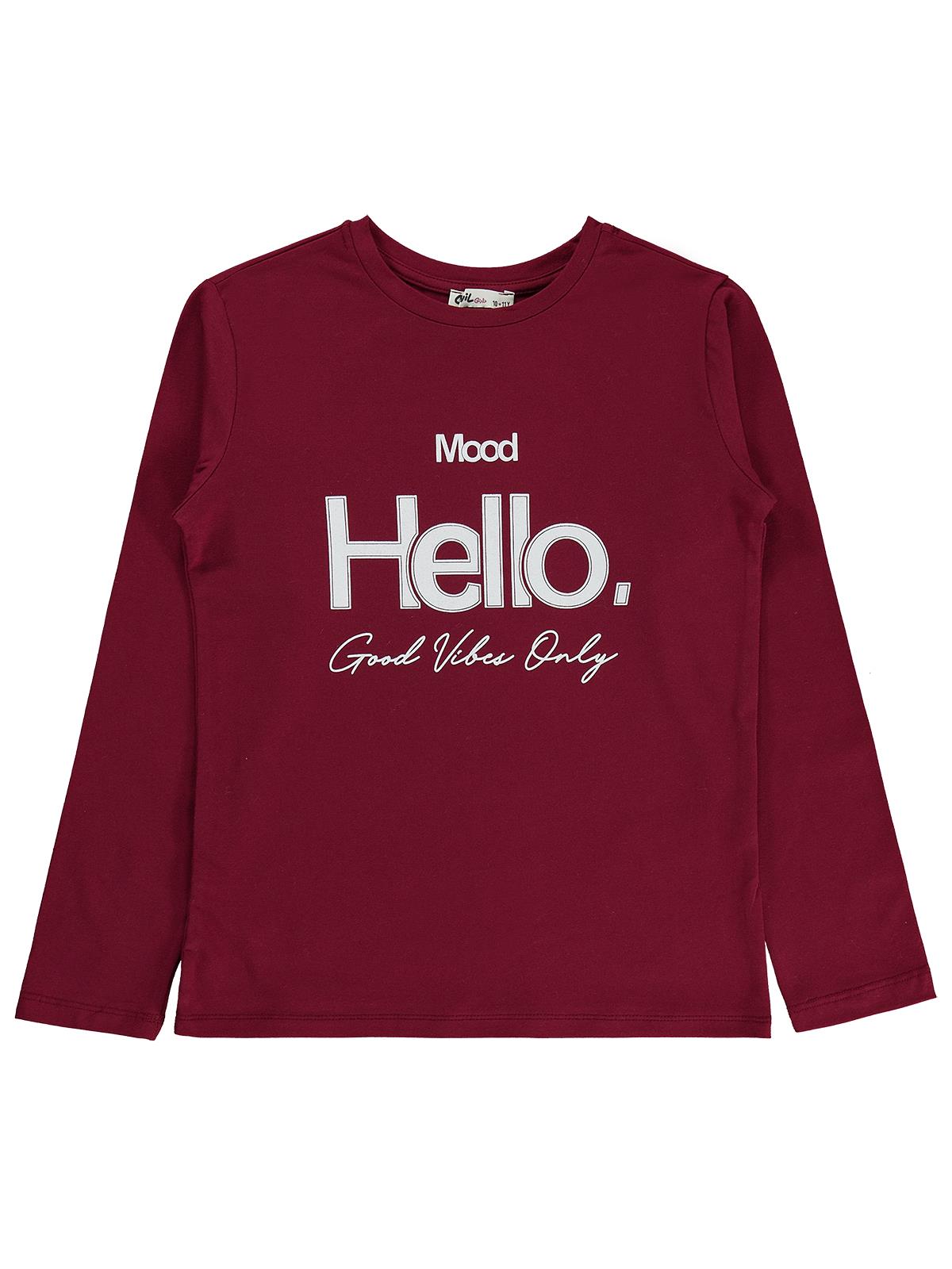 Civil Girls Hello Baskılı 10-13 Yaş Sweatshirt - Bordo