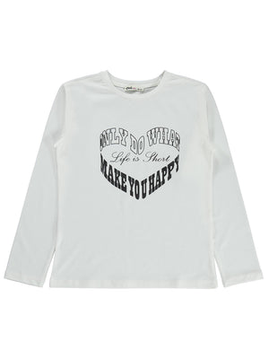 Civil Girls Wake You Happy Baskılı 10-13 Yaş Sweatshirt - Ekru