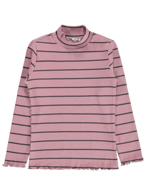 Civil Girls Çizgili Balıkçı Yaka 6-9 Yaş Sweatshirt - Pembe
