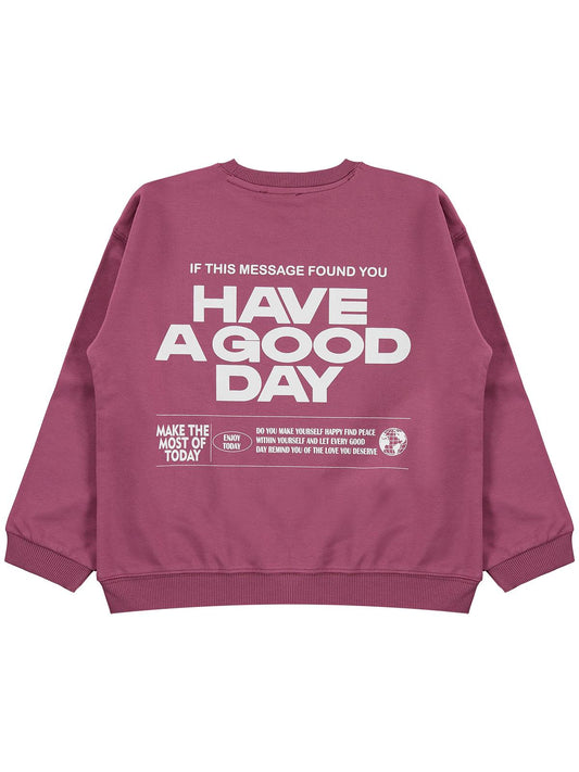 Civil Kız Çocuk Make The Most Baskılı Sweatshirt | 2 İp Uzun Kol | Okul Kreş ve Günlük Kullanım - Lila