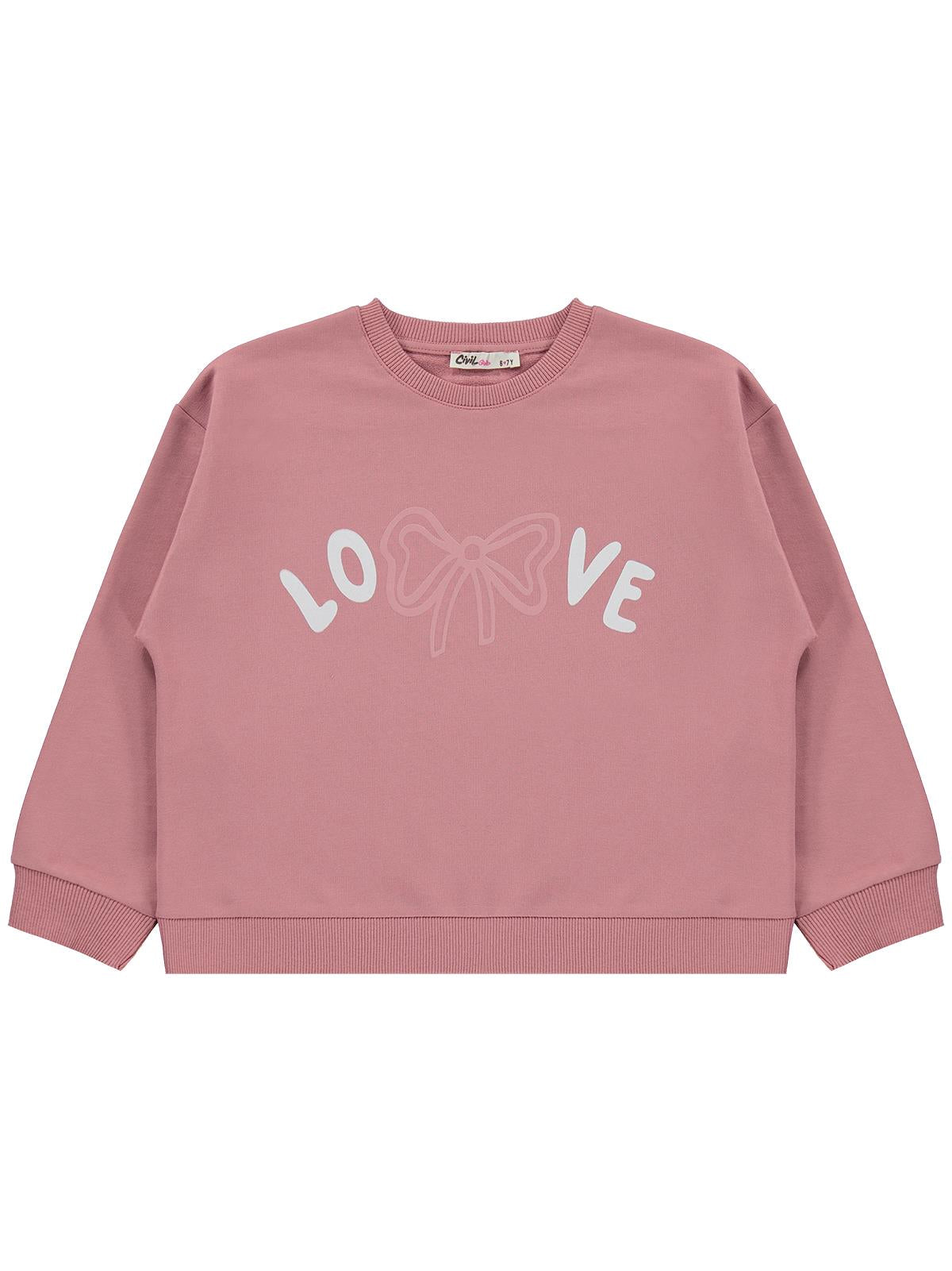 Civil Girls Love Baskılı 6-9 Yaş Sweatshirt - Pembe