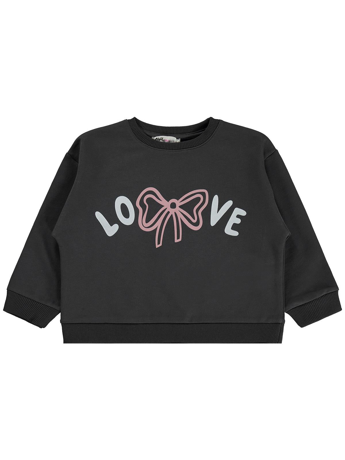 Civil Girls Love Baskılı 2-5 Yaş Sweatshirt - Gri
