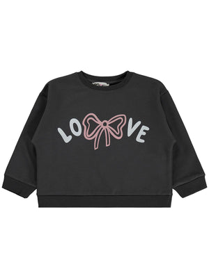 Civil Girls Love Baskılı 2-5 Yaş Sweatshirt - Gri