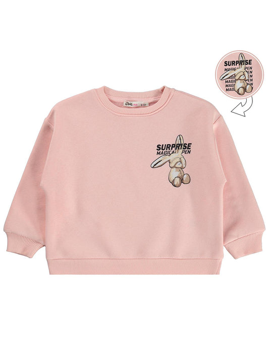 Civil Girls Tavşan Baskılı 2-5 Yaş Sweatshirt - Pembe