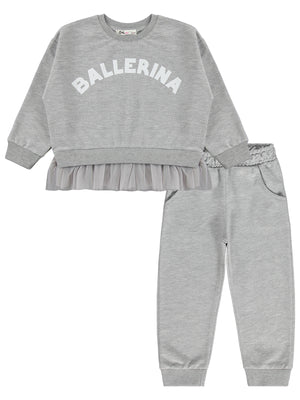 Civil Girls Ballerina Baskılı 2-5 Yaş Eşofman Takımı - Gri