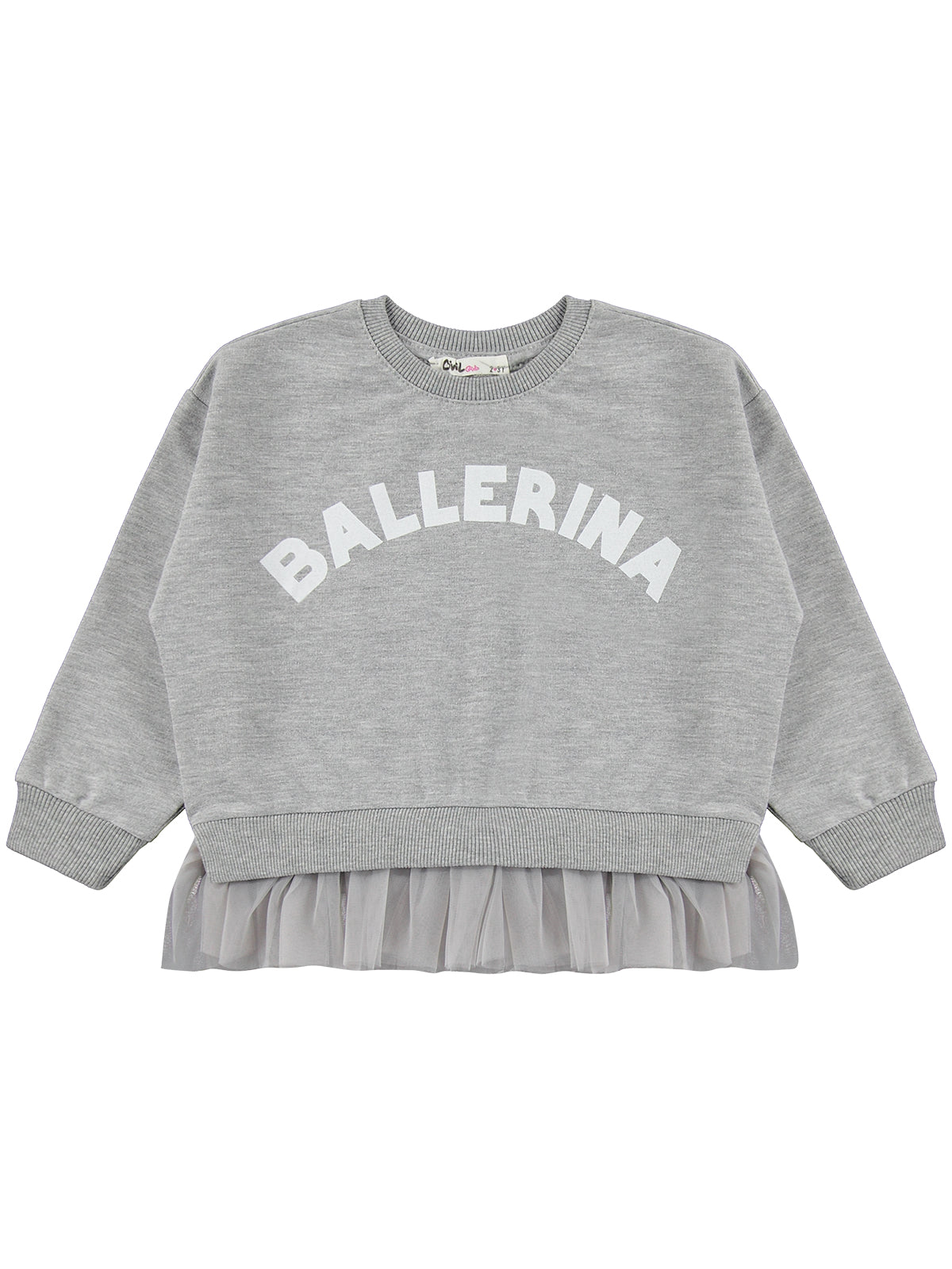 Civil Girls Ballerina Baskılı 2-5 Yaş Eşofman Takımı - Gri