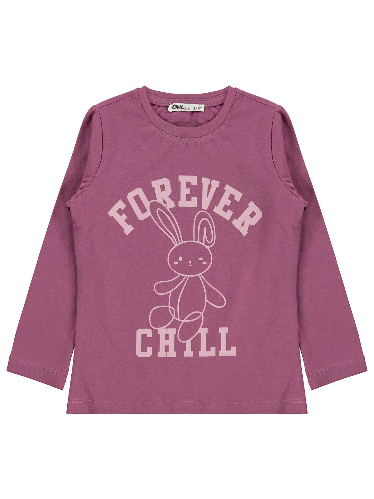 Civil Girls Forever Chill Baskılı 6-9 Yaş Sweatshirt - Lila