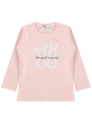 Civil Girls Tavşan Baskılı 2-5 Yaş Sweatshirt - Pudra