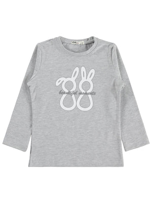 Civil Girls Tavşan Baskılı 2-5 Yaş Sweatshirt - Gri