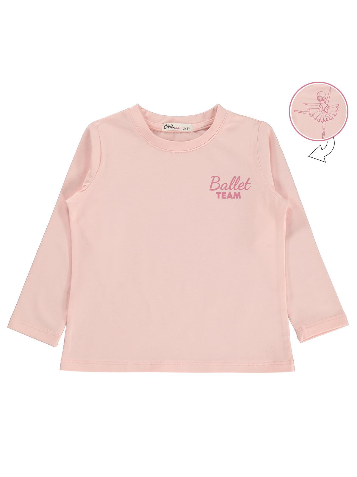 Civil Girls Ballet Team Baskılı 2-5 Yaş Sweatshirt - Pembe