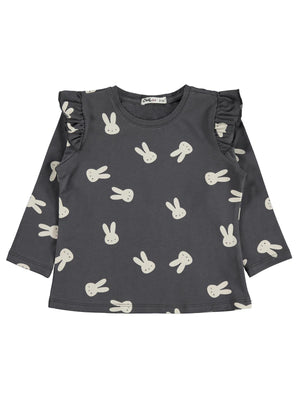 Civil Girls Tavşan Desenli 2-5 Yaş Sweatshirt - Gri