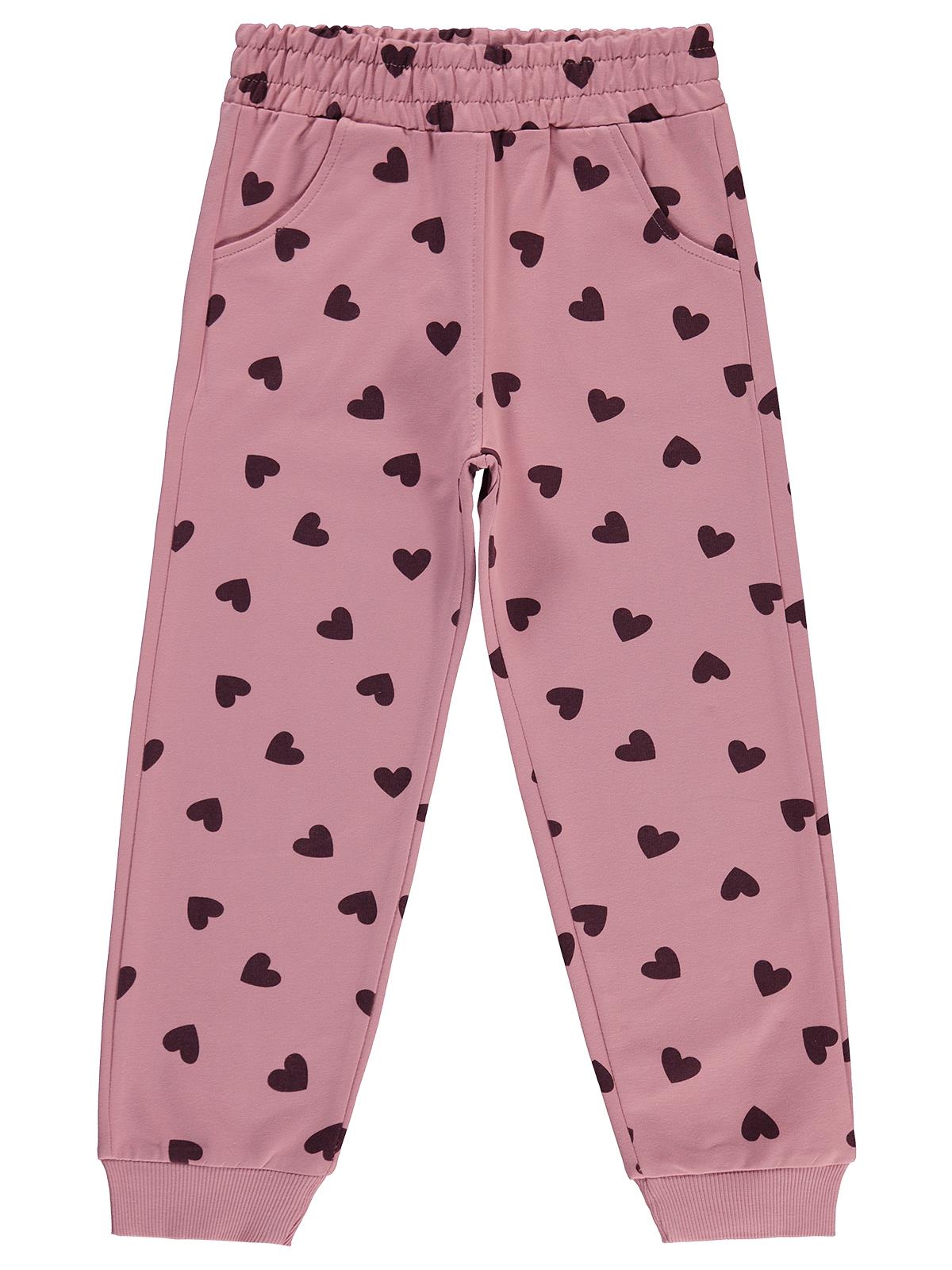 Civil Girls Kalp Desenli 6-9 Yaş Eşofman Altı - Pembe