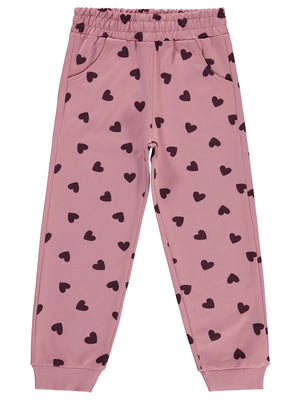 Civil Girls Kalp Desenli 6-9 Yaş Eşofman Altı - Pembe