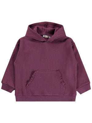 Civil Kız Çocuk Kanguru Cepli Fırfırlı Sweatshirt | 3 İp Uzun Kol | Okul Kreş ve Günlük Kullanım - Lila