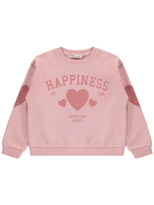 Civil Girls Happiness Baskılı 6-9 Yaş Sweatshirt - Pembe