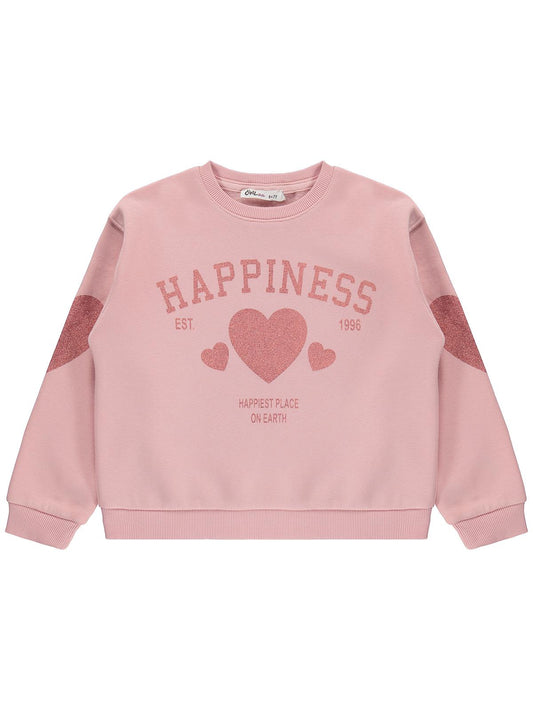Civil Girls Happiness Baskılı 6-9 Yaş Sweatshirt - Pembe